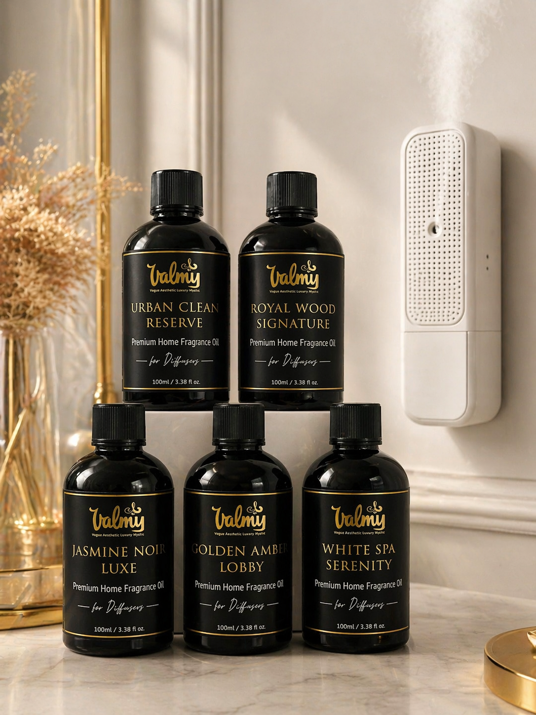 Valmy 5 Luxury Hotel-Inspired Fragrance Oils – Premium Waterless Oils for Nebulizing Diffusers & HVAC Systems (100ml c/u)