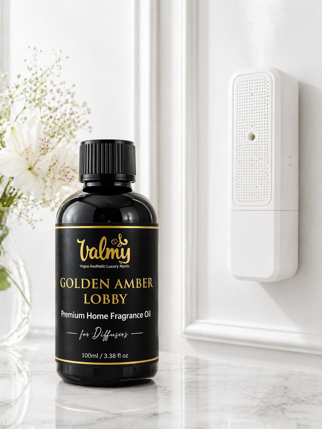 Valmy Golden Amber Lobby – Premium Waterless Fragrance Oil for Nebulizing Diffusers & HVAC Systems (100 ml)