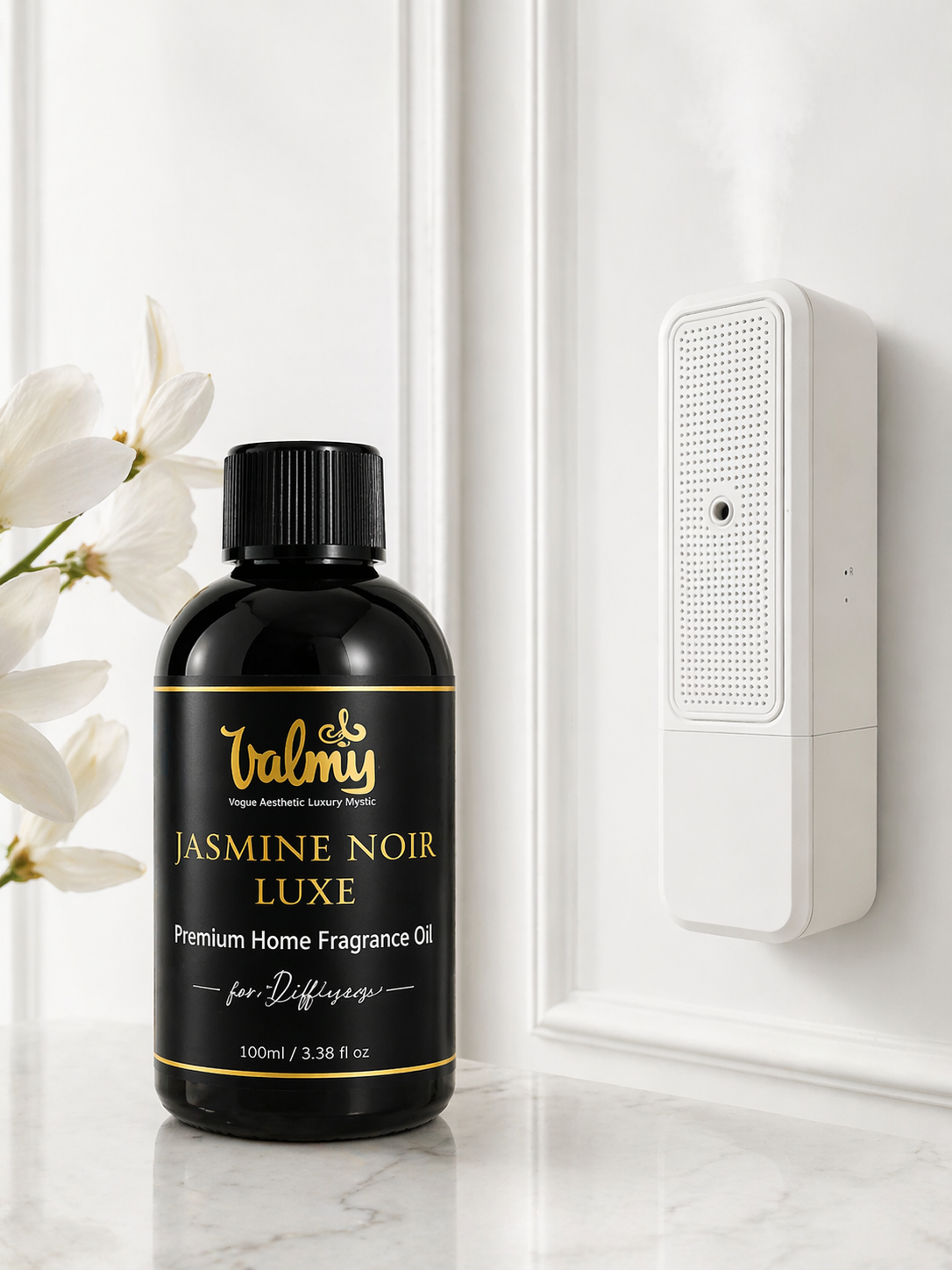 Valmy Jasmine Noir Luxe – Premium Waterless Fragrance Oil for Nebulizing Diffusers & HVAC Systems (100 ml)