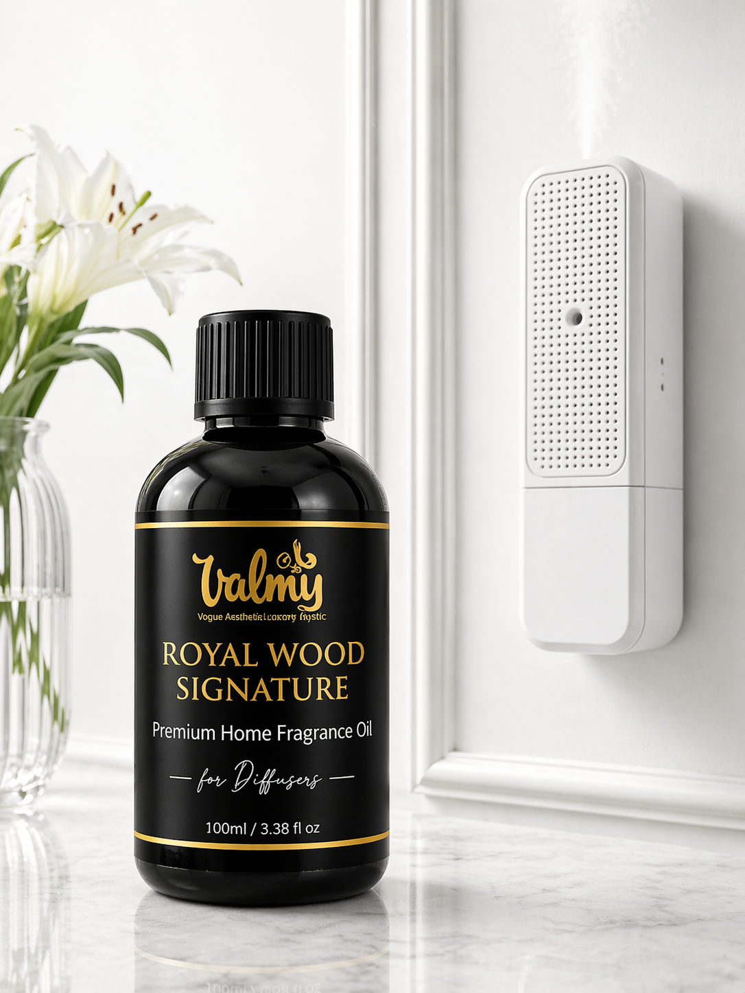 Valmy Royal Wood Signature – Premium Waterless Fragrance Oil for Nebulizing Diffusers & HVAC Systems (100 ml)